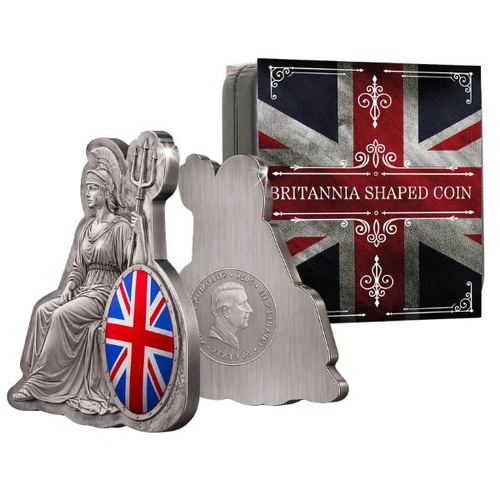 2026 Featuring Britannia 3D Shaped Silver-Plated Coin