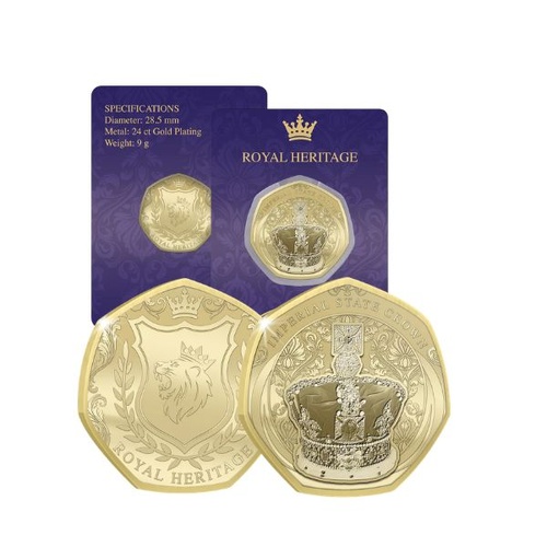 2026 Royal Heritage Imperial State Crown Gold Plated BU Commemorative Medallion