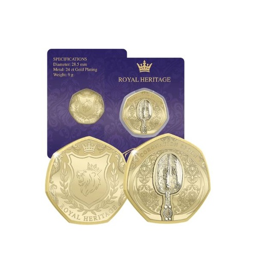 2026 Royal Heritage Coronation Spoon Gold Plated BU Commemorative Medallion