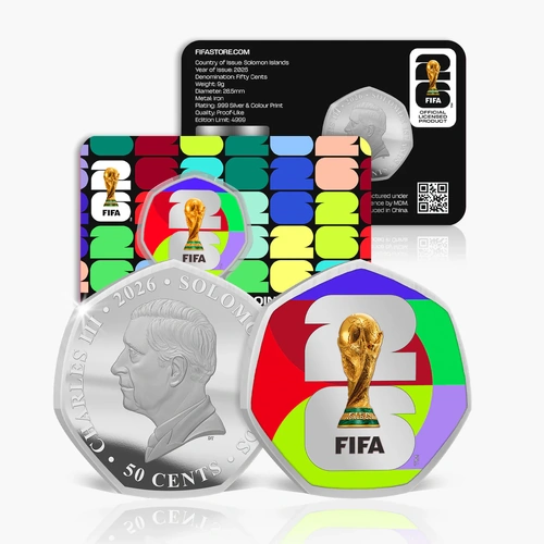 2026 50c The Official FIFA World Cup Brilliant Uncirculated Silver Plated Proof-Like Coin 