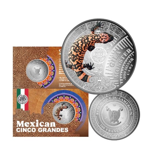 2026 Gila Monster - Mexican Cinco Grandes 1/4 Oz Silver Coin