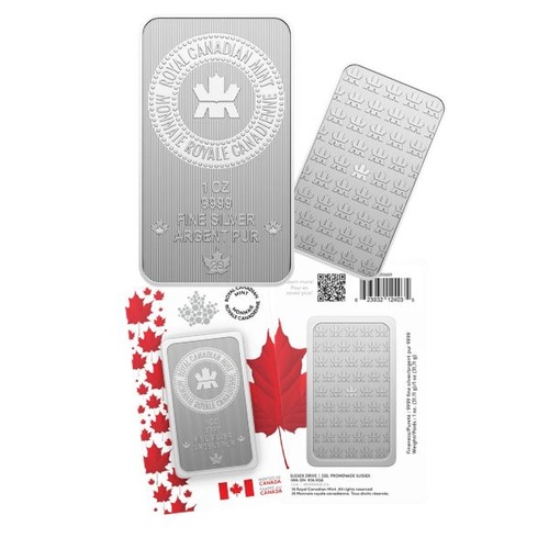 2026 1 Oz 99.99% Pure Silver Bar in Proudly Canadian Packaging 