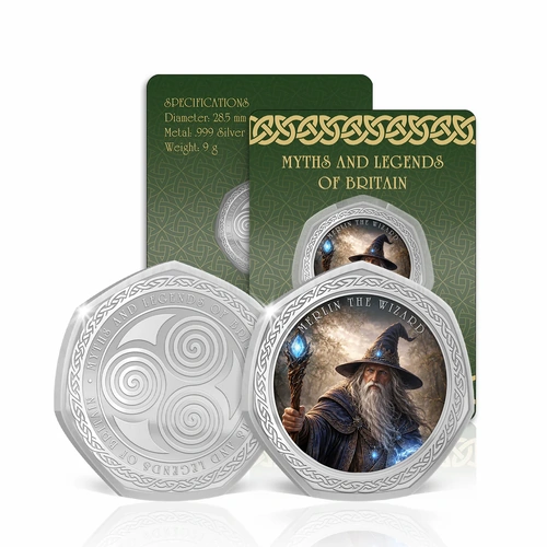 2026 Merlin the Wizard - Myths and Legends of Britain Silver Plated BU Commemorative Medallion