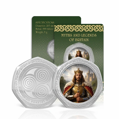 2026 King Arthur - Myths and Legends of Britain Silver Plated BU Commemorative Medallion