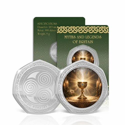 2026 Holy Grail - Myths and Legends of Britain Silver Plated BU Commemorative Medallion 