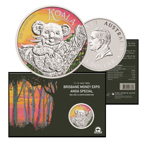 2026 ANDA Money Expo Brisbane Australian Koala 1 Oz silver Coloured Coin