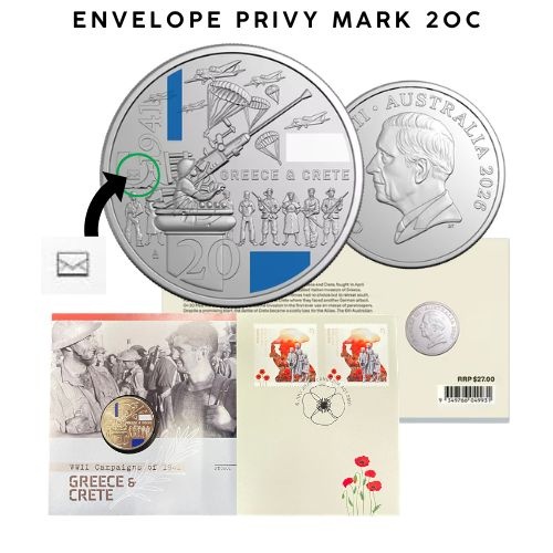 2026 Envelope Privy Mark 20c 1941 WWII Campaigns: Greece & Crete PNC