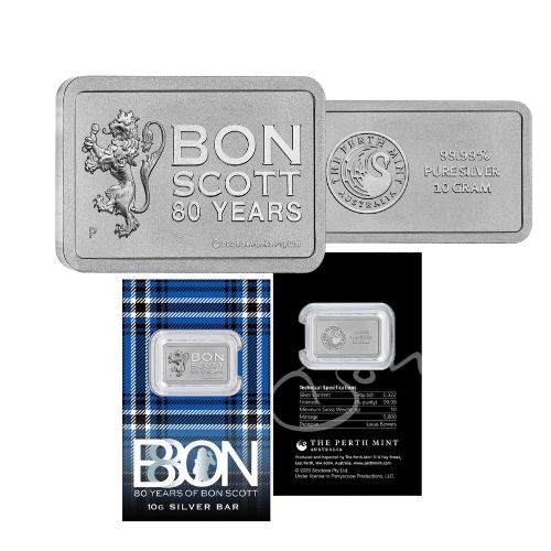 2026 Bon Scott 80th Birthday 10g Silver Minted Bar