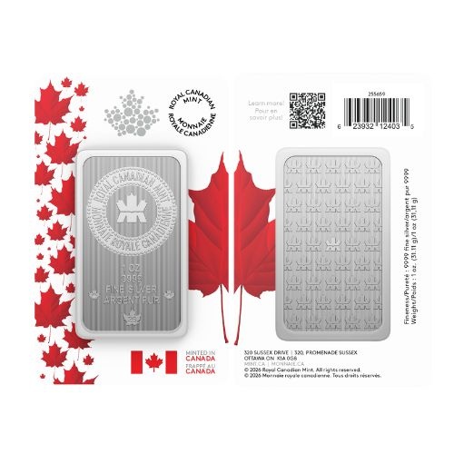2026 Proudly Canadian Packaging Premium Bullion 1oz 99.99% Pure Silver Bar