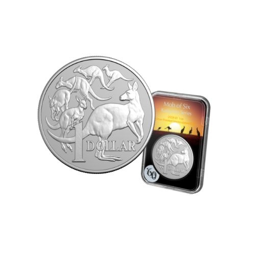2026 $1 Mob of Six Roos - Australia Decimal Currency 60th Anniversary 1oz Silver Frosted Uncirculated Coin