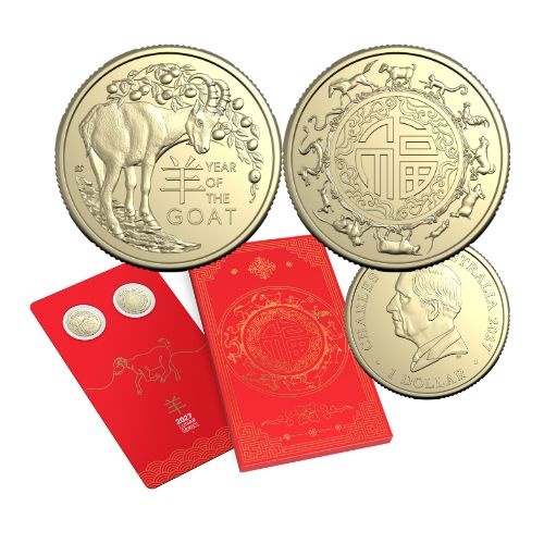 2027 $1 Lunar Year of the Goat Two-Coin Uncirculated Set