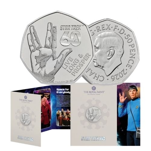 2026 50p 60 Years of Star Trek - Live Long & Prosper Brilliant Uncirculated Coin