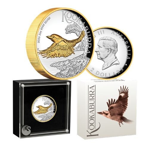 2026 Australian Kookaburra 2oz Silver Proof High Relief Gilded Coin
