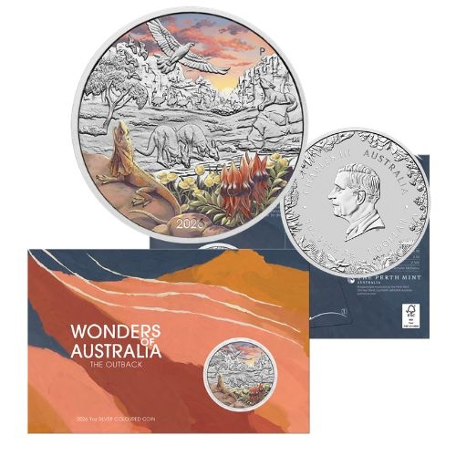 2026 $1 Wonders Of Australia - The Outback 1oz Silver Coloured Coin in Card