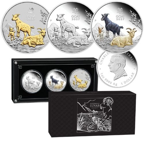 2026 Year of the Goat - Australian Lunar Series III 1 Oz Silver Trio