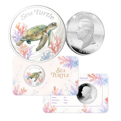 2026 Water Colour Series – Sea Turtle BU Commemorative Coin Card