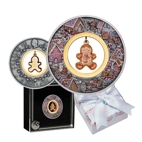 2026 $2 Gingerbread Christmas 2oz Silver Antiqued Coloured Coin