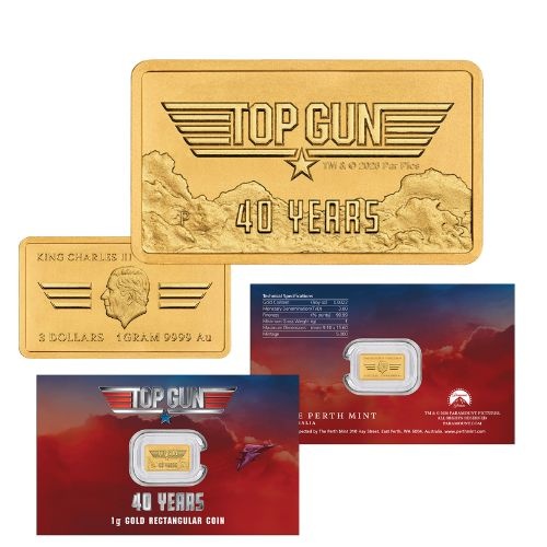 2026 40 Years of Top Gun 1g Gold Rectangular Coin