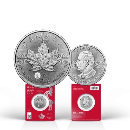 2026 $5 Treasure Silver maple Leaf Year of Goat Privy Mark 1 Oz Premium Bullion