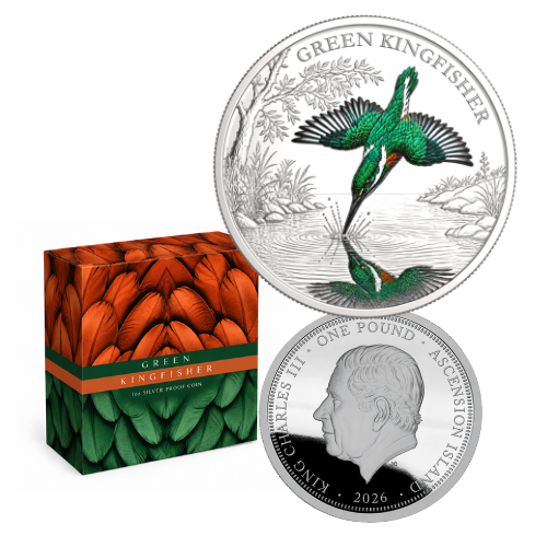 2026 1P - Green Kingfisher 1oz Silver Proof