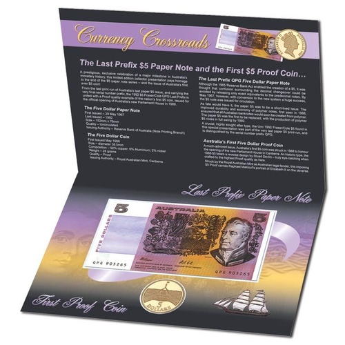$5 Last Note First Coin Premium Changeover Pack Unc