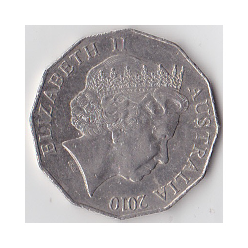 2010 50c Upset/Rotation Error Coat Of Arms 2 O'clock Rotation - Circulated Condition