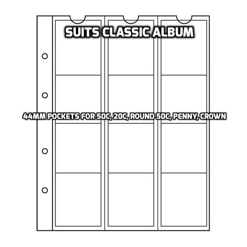 Lighthouse NUMIS 44 Classic Coin Album Sheets 5 Pack 12 x 44mm Spaces Per Sheet