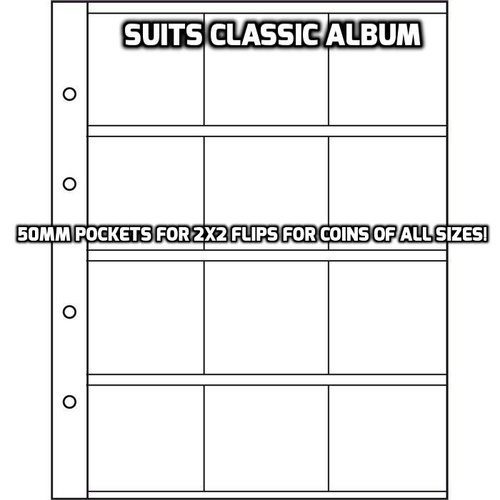 Lighthouse NUMIS K50 2x2 Coin Holder Classic Album Sheets 5 Pack 12 spaces 50 x 50mm