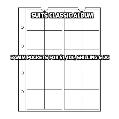 Lighthouse NUMIS 34 Classic Coin Album Sheets 5 Pack 20 x 34mm Spaces Per Sheet