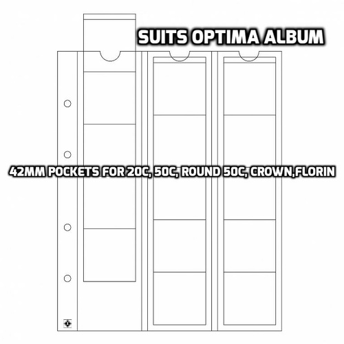 Lighthouse NUMIS OPTIMA 42mm Coin Album Sheets 5 Pack 12 x 42mm Spaces Per Sheet