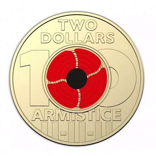 2018 Red Poppy Remembrance Day Armistice $2 AUNC Coin