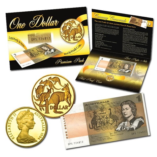 $1 Last Prefix Note First Proof Coin Premium Changeover Pack Unc