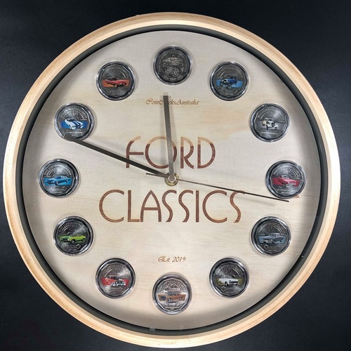 Coin Clock 2017 FORD AUSTRALIAN CLASSICS Complete 50c Coin Collection in Custom Made Clock