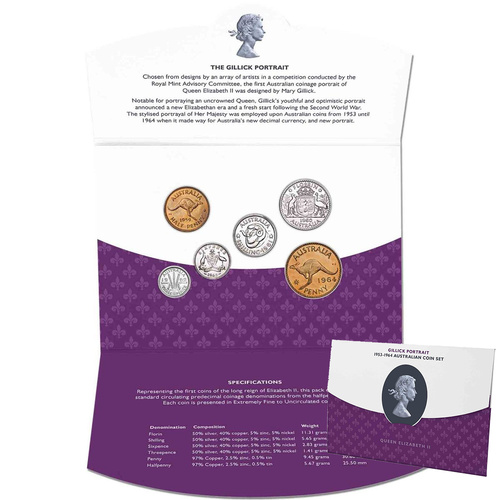 Queen Elizabeth II Mary Gillick Portrait 1953-1964 6 Coin Set