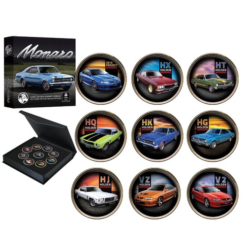 Holden Monaro Gold Plated Enamelled Penny 9 Coin Collection