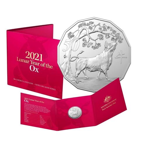 2021 50c Year of the Ox Tetra-decagon Uncirculated Coin
