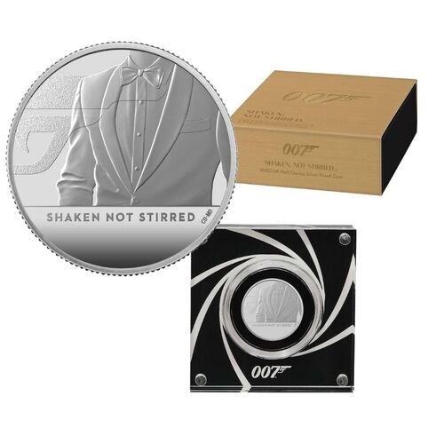 2020 £1 1/2oz Silver James Bond Shaken Not Stirred Proof Coin 