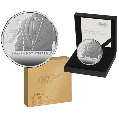 2020 £2 1oz Silver Proof Coin James Bond Shaken Not Stirred 