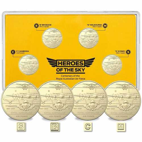 2021 $1 RAAF Centenary Mintmark & Privymark 4 Coin Set