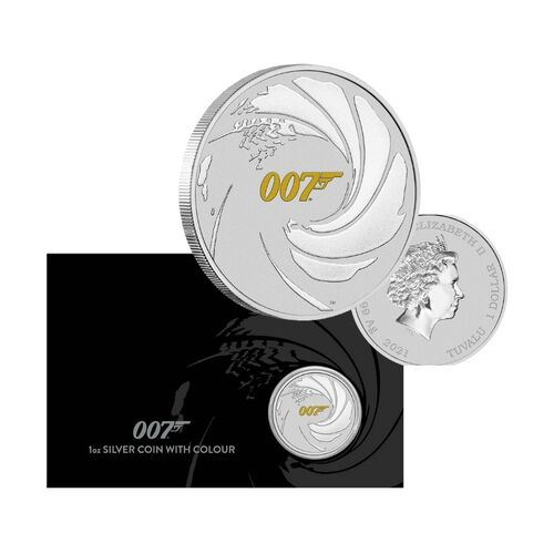 2021 $1 James Bond 007 1oz Silver Coloured Coin in Card