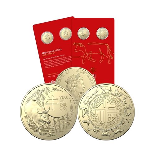2021 $1 Year of the Ox Fu Lu Shou 2 Coin Set
