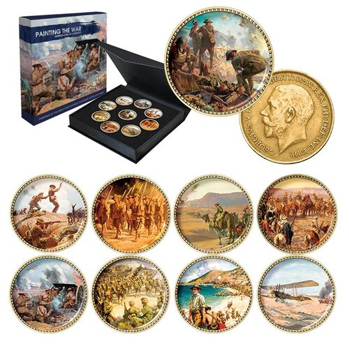 WWI Painting The War - Impressions Of Conflict 9 x Enamelled Penny Collection