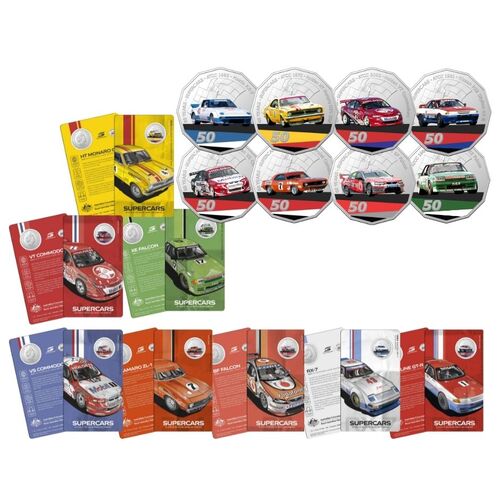2020 V8 Supercars 60th Anniversary 8 x 50c Coin Collection