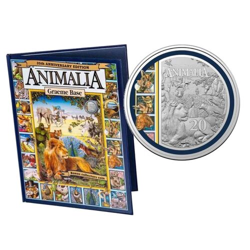 2021 20c Coloured Coin - Special Edition Book- 35th Anniversary of Animalia  UNC