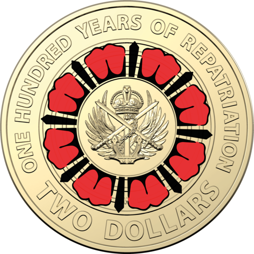 2019 $2 A Hundred Years Of Repatriation Coloured Coin Circulated in 2x2 Flip