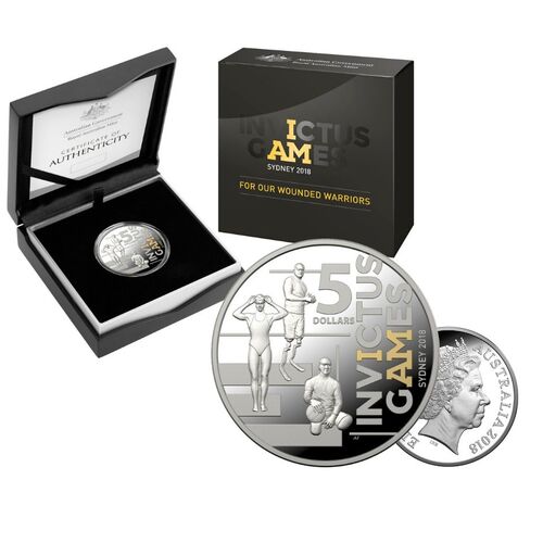 2018 $5 Invictus Games Selectively Gold Plated Silver Proof Coin