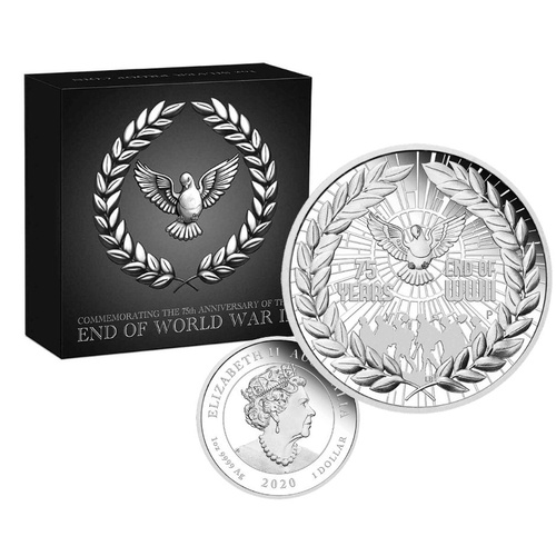 2020 $1 75th Anniversary End Of WW2 1 Oz Silver Proof Coin
