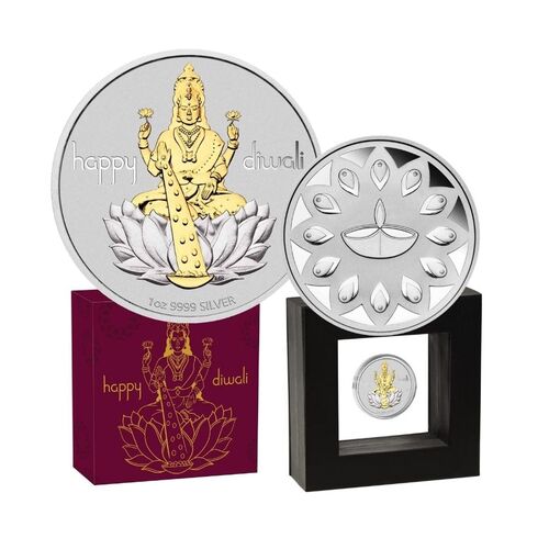 2020 Diwali 1 Oz Silver Guilded Medallion