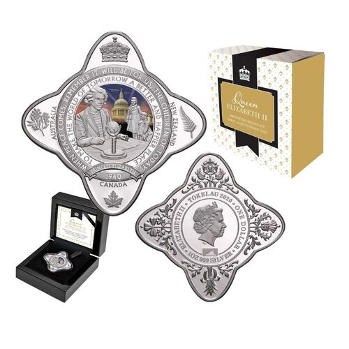 2020 $1 Queen Elizabeth II Wartime Broadcast Royal Star 1oz Silver Proof