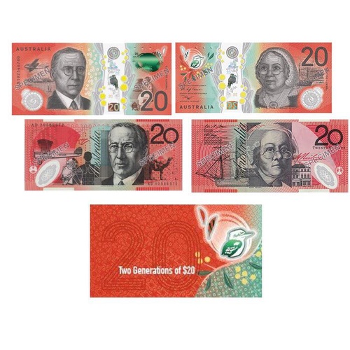 2019 $20 Two Generations  Uncirculated Banknote Pair Folder